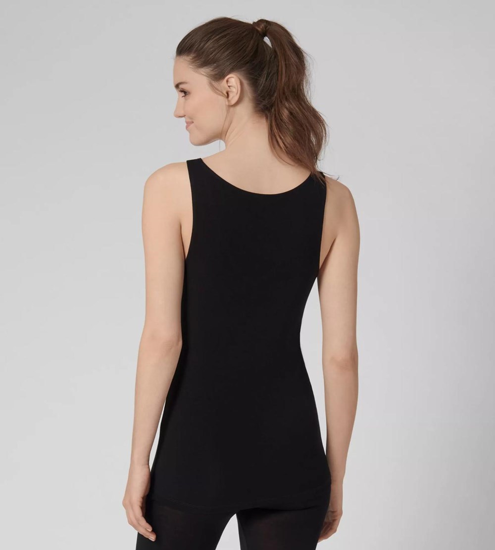 Sloggi Ever Cosy Muscular Tank Top Czarne | 14327-QVLG