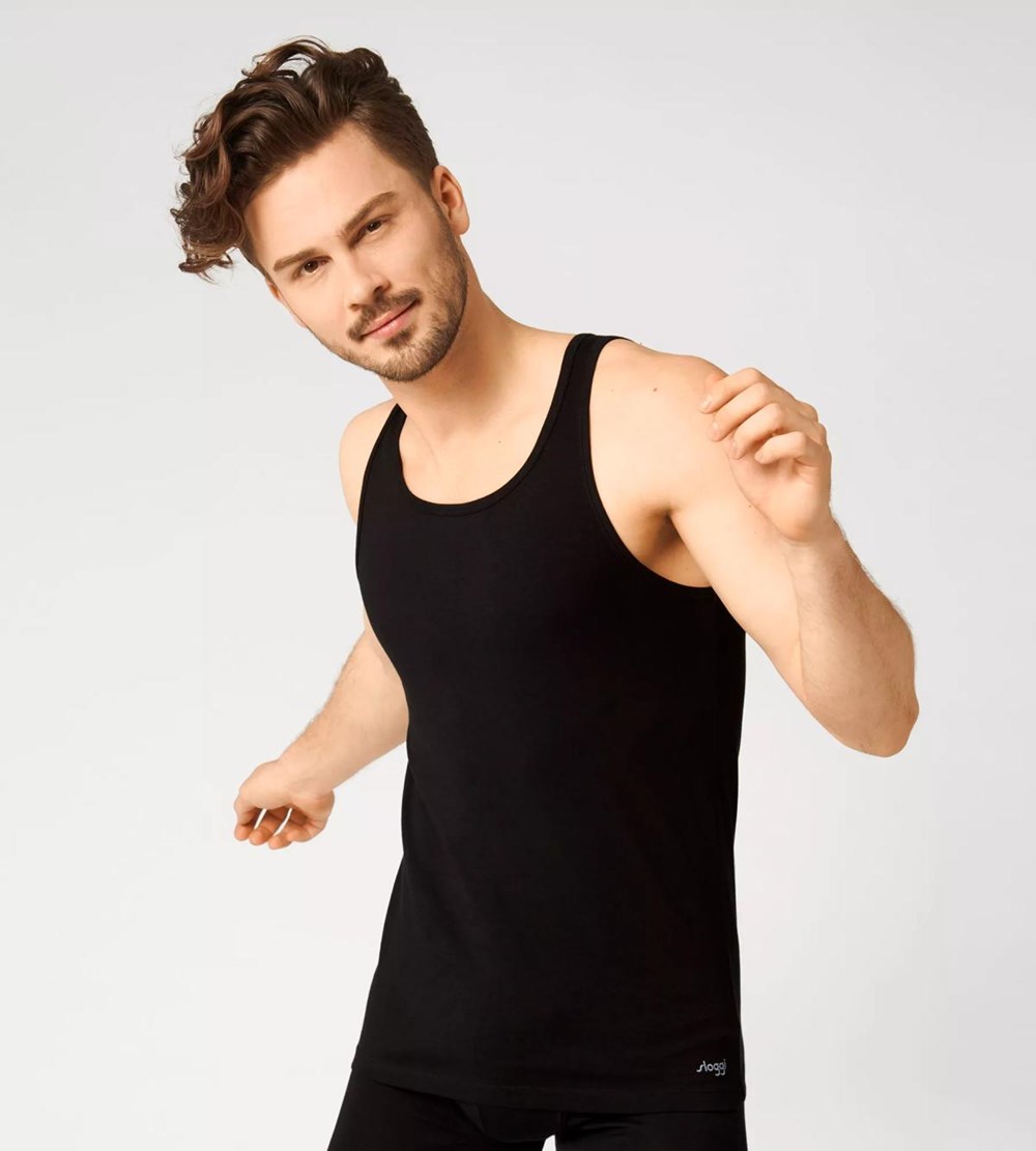 Sloggi Go Abc Vest Tank Top Czarne | 18597-QLUY