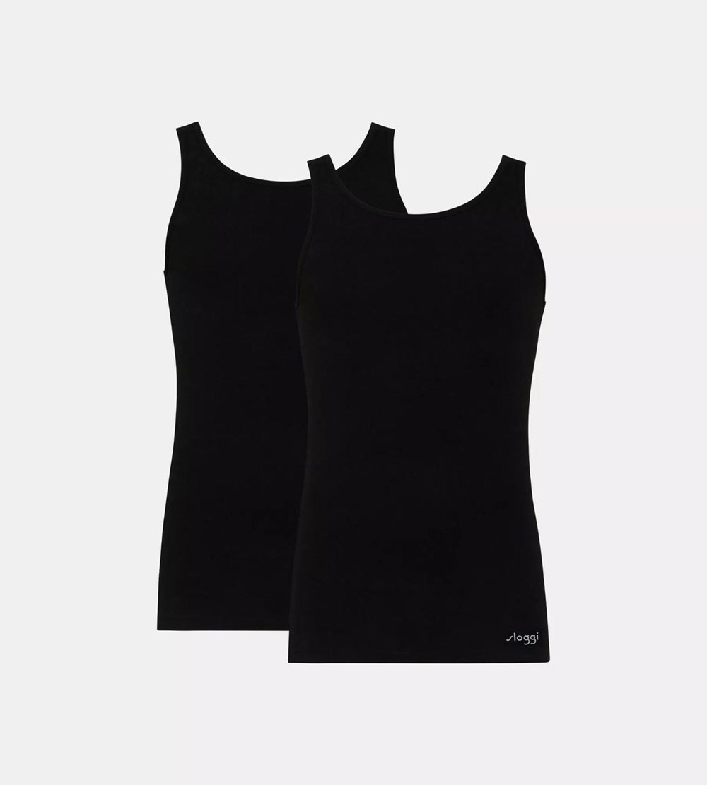 Sloggi Go Abc Vest Tank Top Czarne | 18597-QLUY