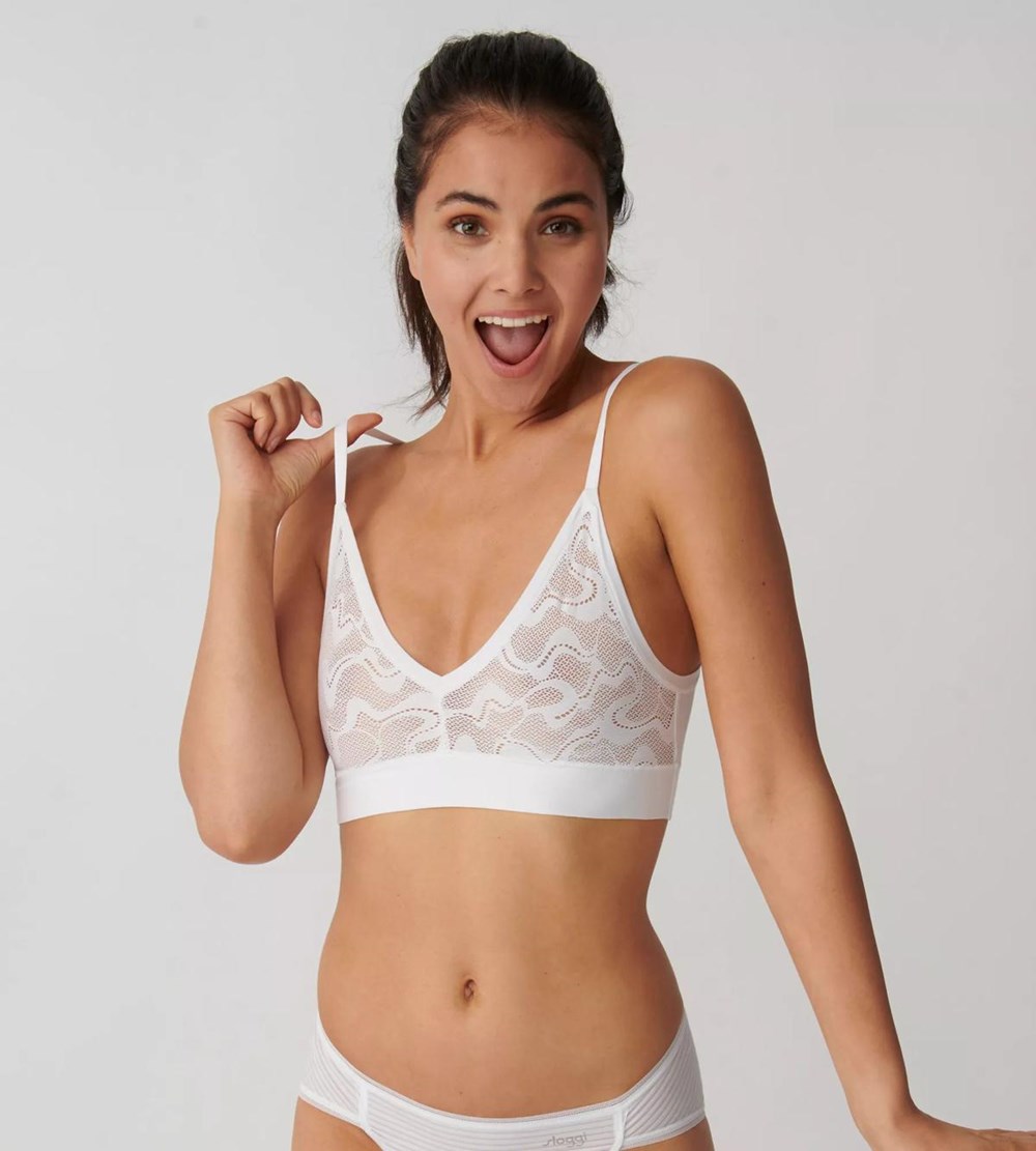 Sloggi Go Allround Koronkowe Bralette Białe | 23980-MDPF