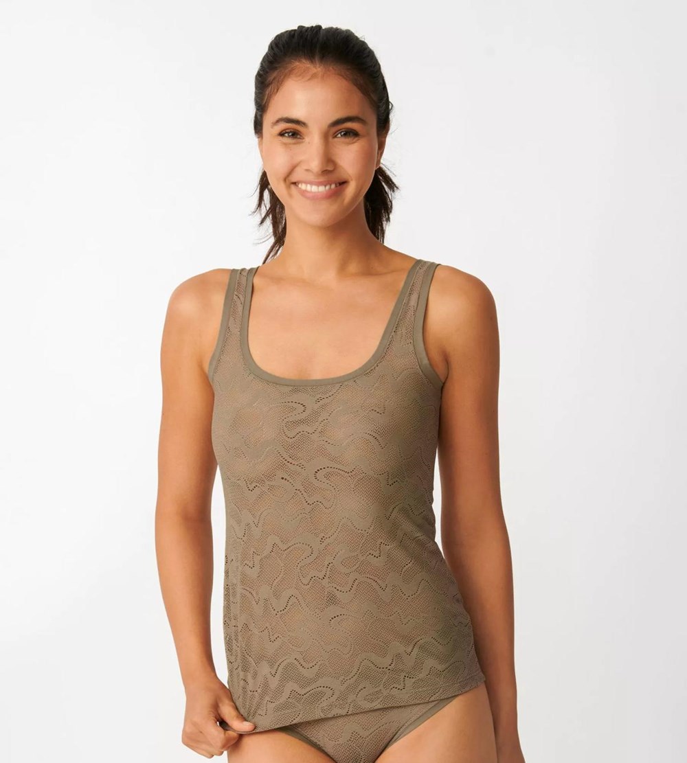 Sloggi Go Allround Koronkowe Top With Spaghetti Straps Szare | 51362-AXRJ