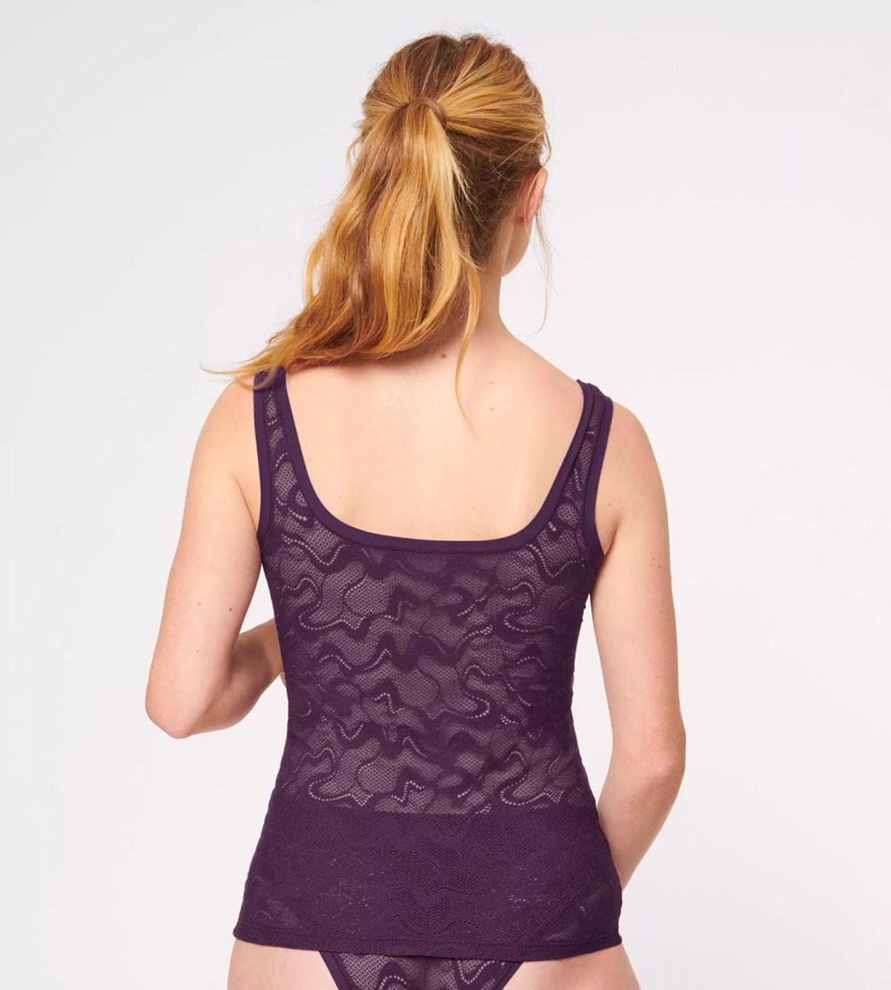 Sloggi Go Allround Koronkowe Top With Spaghetti Straps Plum | 84760-KXML