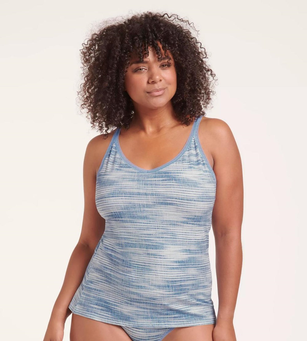 Sloggi Go Top With Spaghetti Straps Niebieskie Ciemny | 26137-QXIR