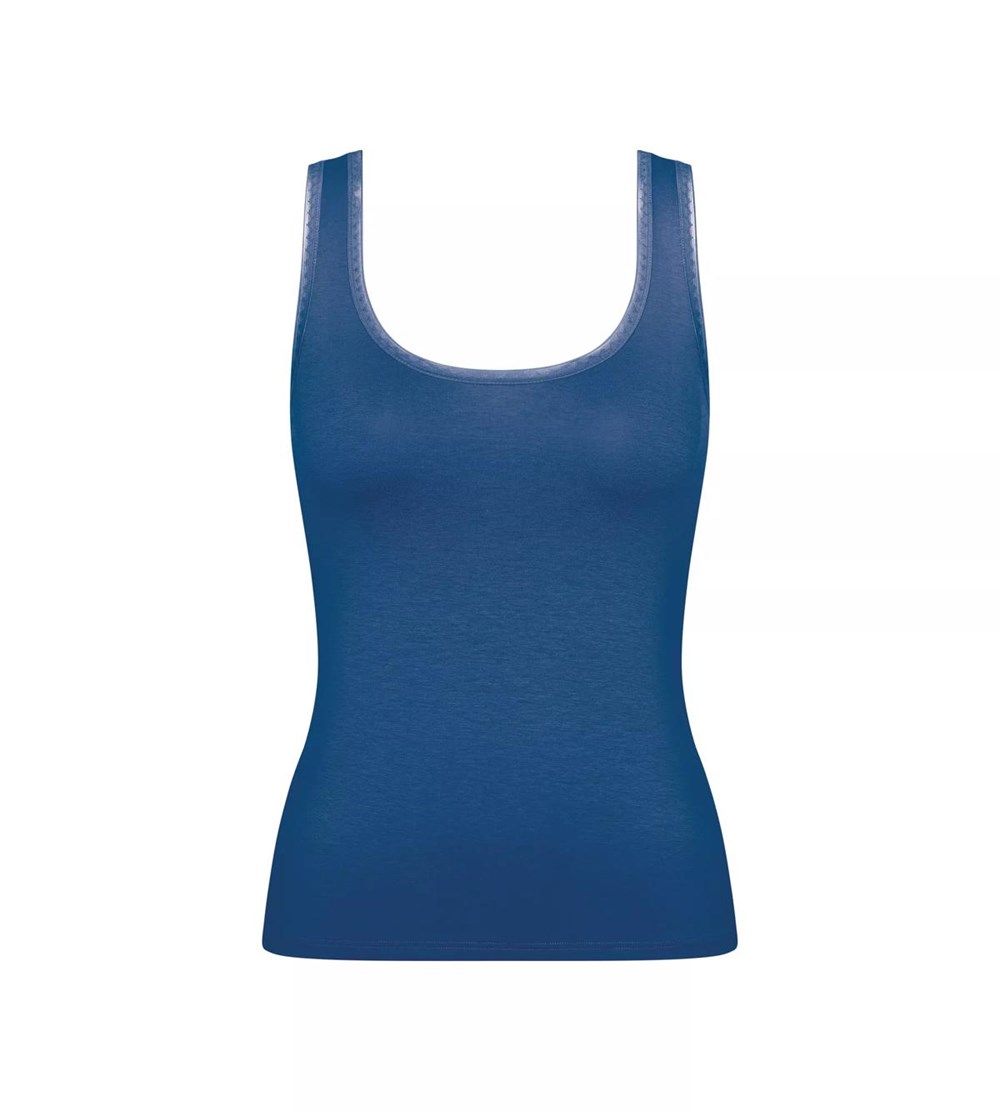 Sloggi Go Vest Tank Top Niebieskie Ciemny | 05648-TEPG