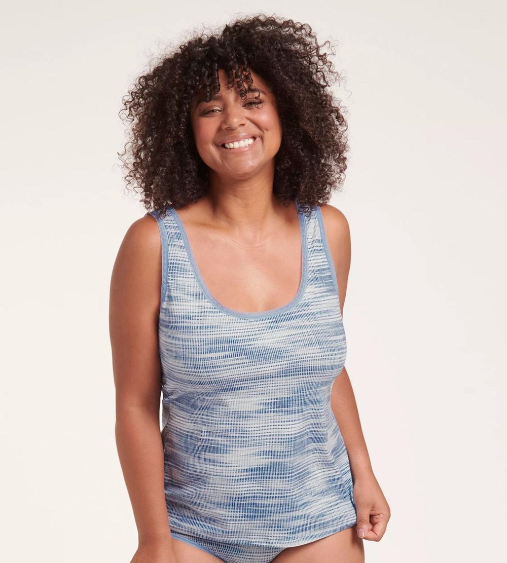 Sloggi Go Vest Tank Top Niebieskie Ciemny | 97186-DUNJ