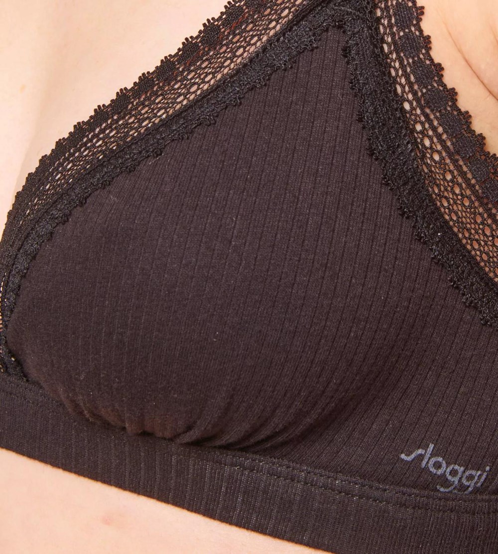 Sloggi Go Żebrowany Bralette Czarne | 92603-AOUB