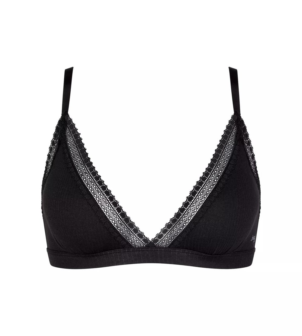 Sloggi Go Żebrowany Bralette Czarne | 92603-AOUB