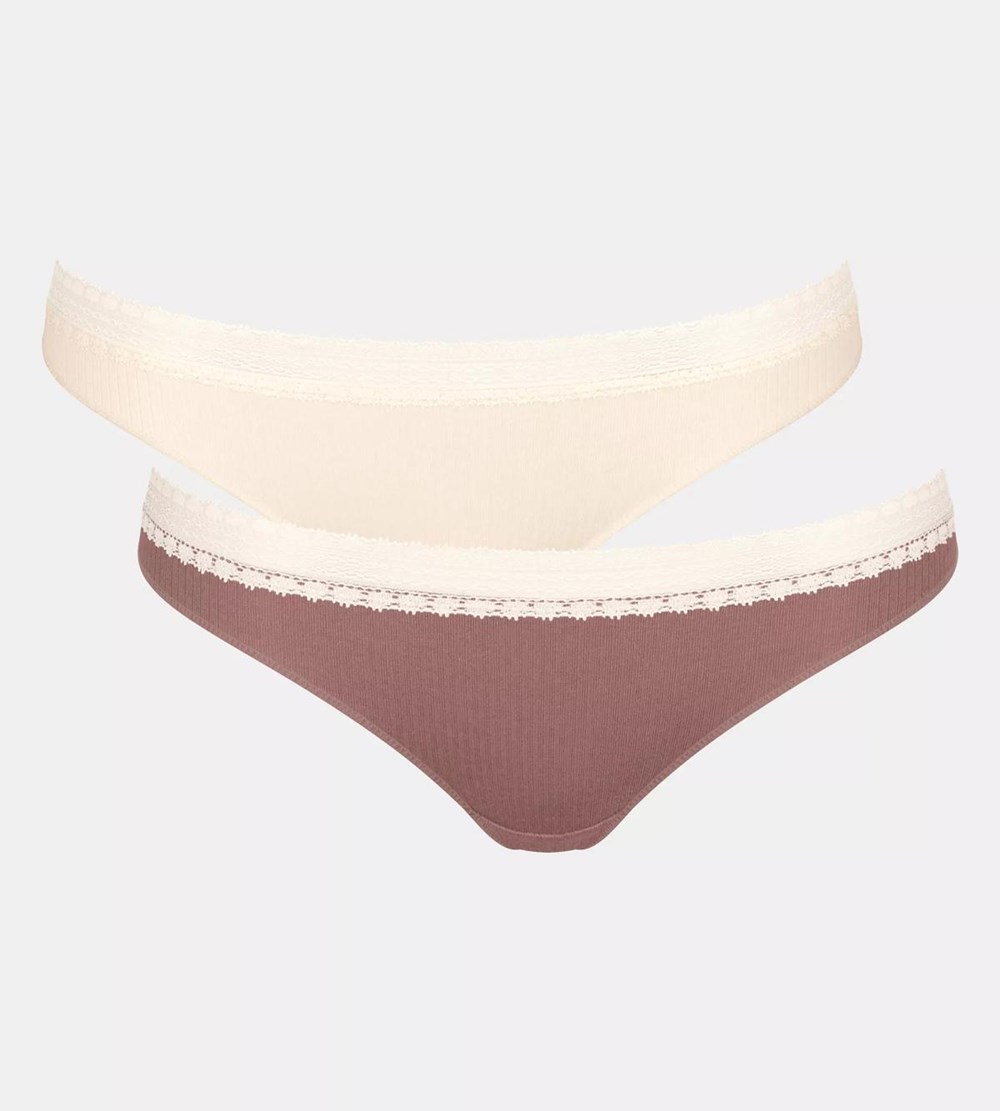 Sloggi Go Żebrowany Brazilian Brief Brązowe Głęboka | 03467-TNAJ