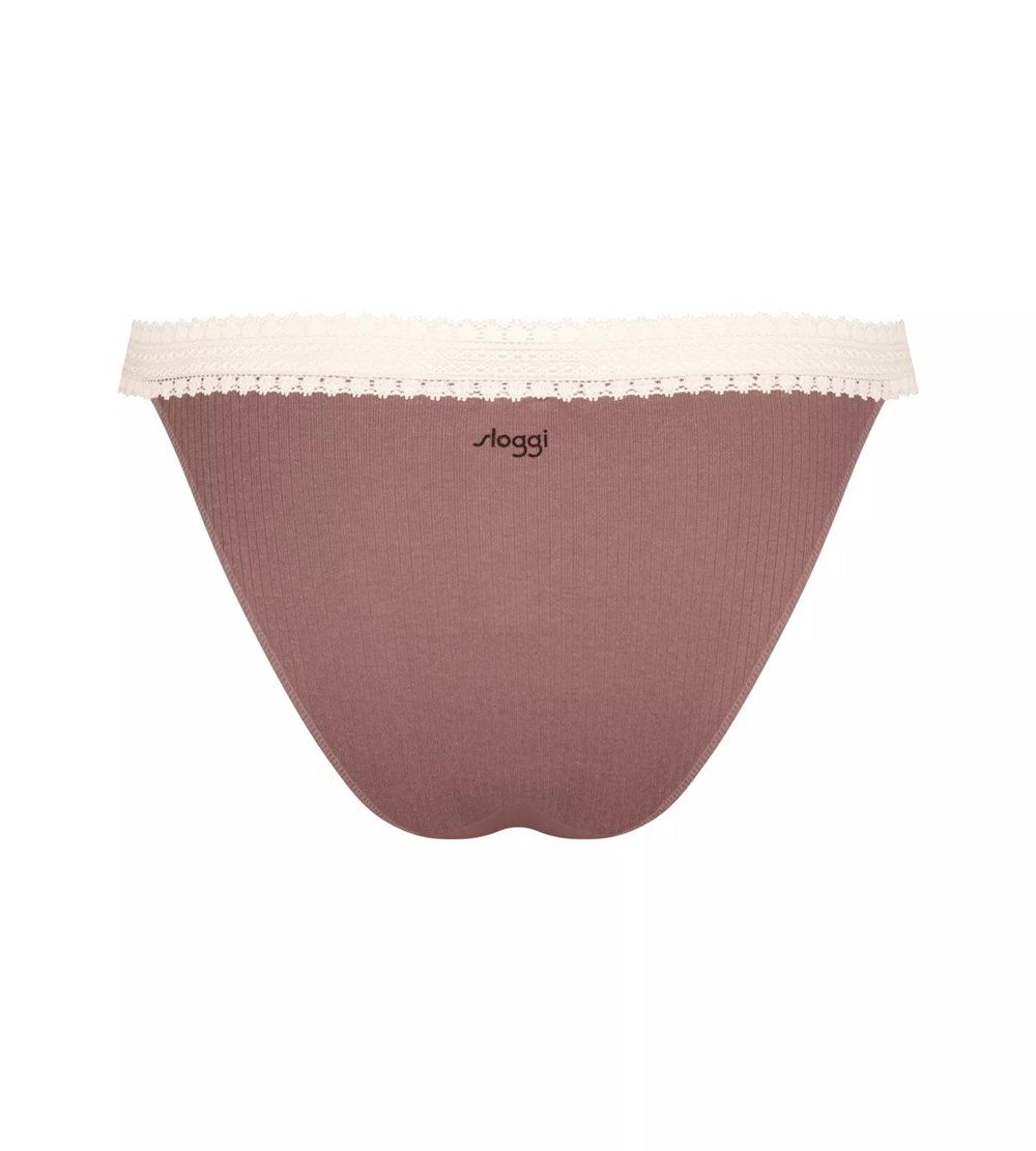 Sloggi Go Żebrowany Brazilian Brief Brązowe Głęboka | 76140-MGPA