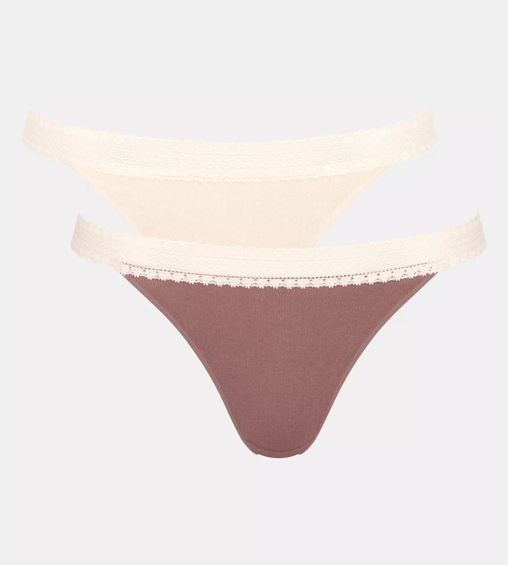 Sloggi Go Żebrowany Brazilian Brief Brązowe Głęboka | 76140-MGPA