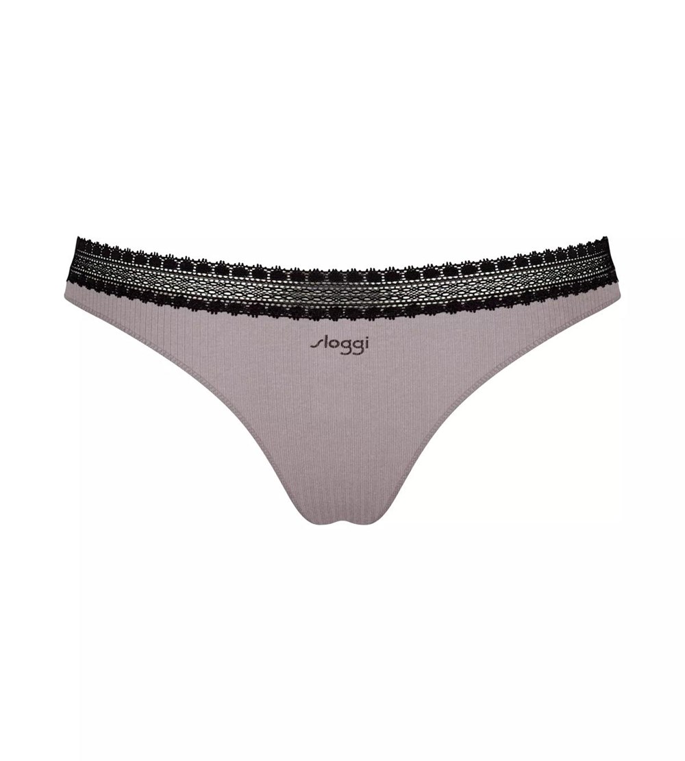 Sloggi Go Żebrowany Brazilian Brief Czarne | 03672-URIJ