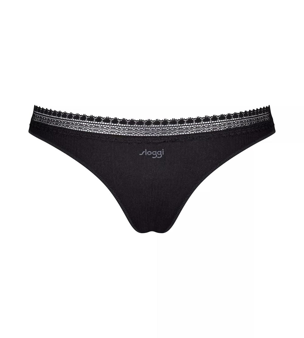 Sloggi Go Żebrowany Brazilian Brief Czarne | 03672-URIJ