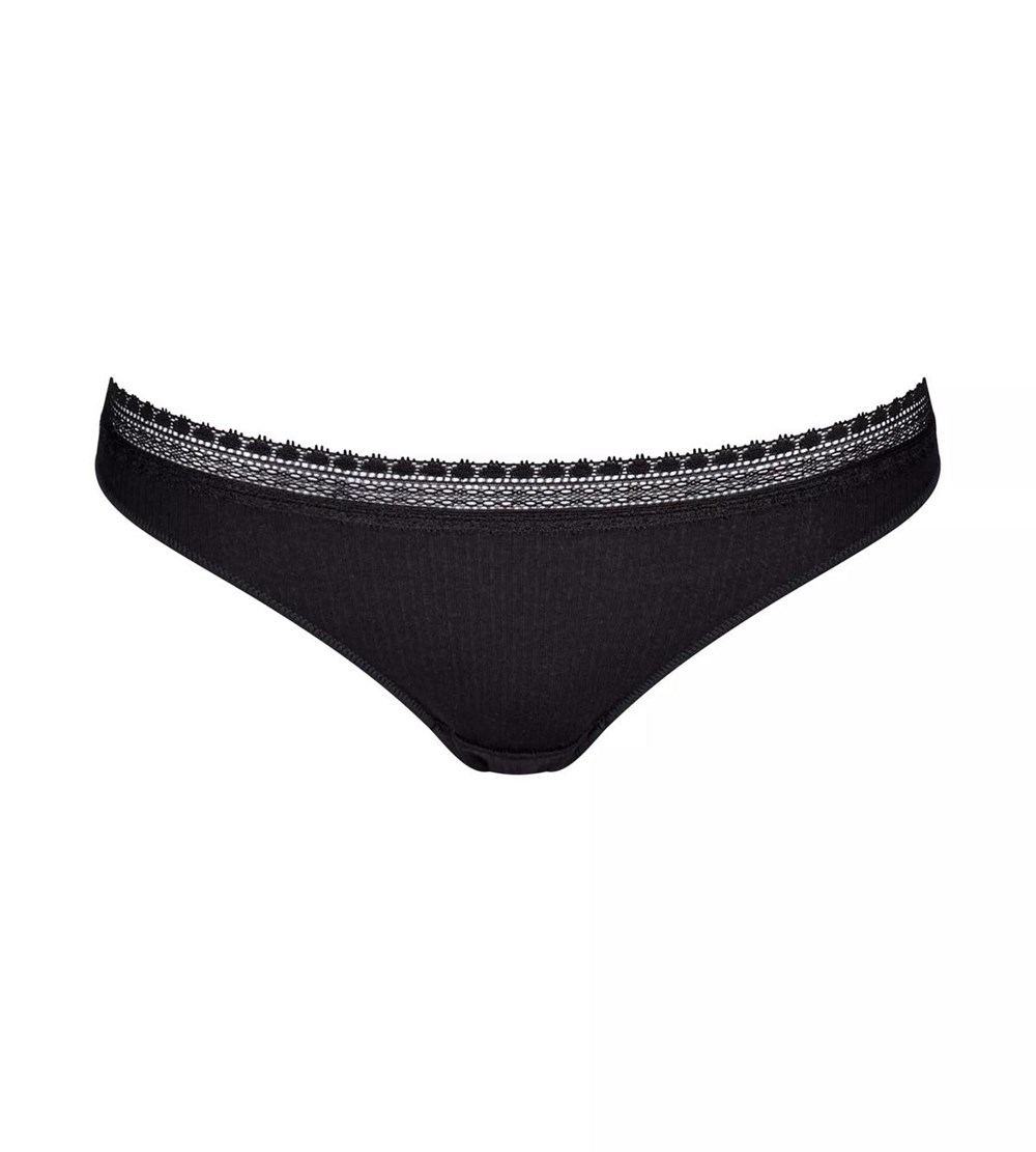 Sloggi Go Żebrowany Brazilian Brief Czarne | 03672-URIJ