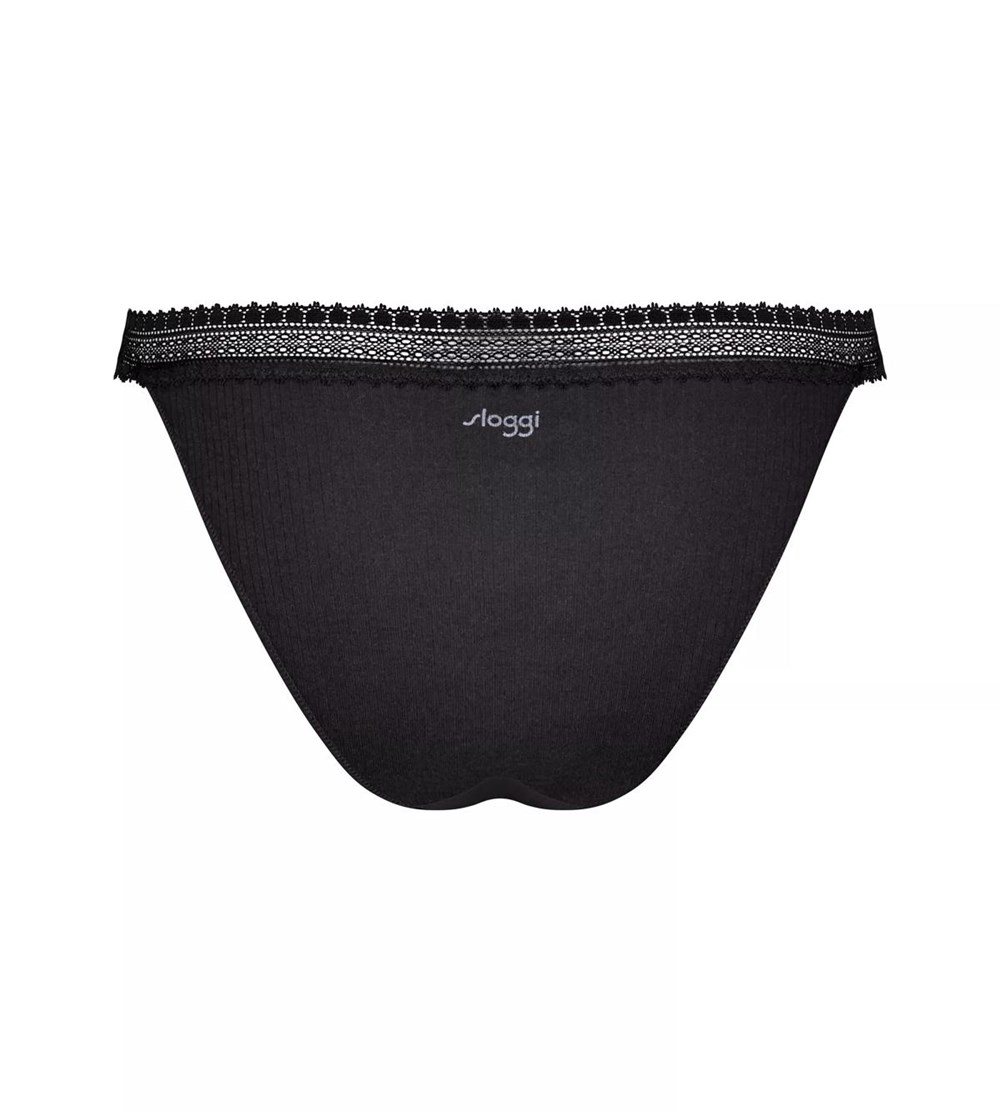 Sloggi Go Żebrowany Brazilian Brief Czarne | 03958-VQMA