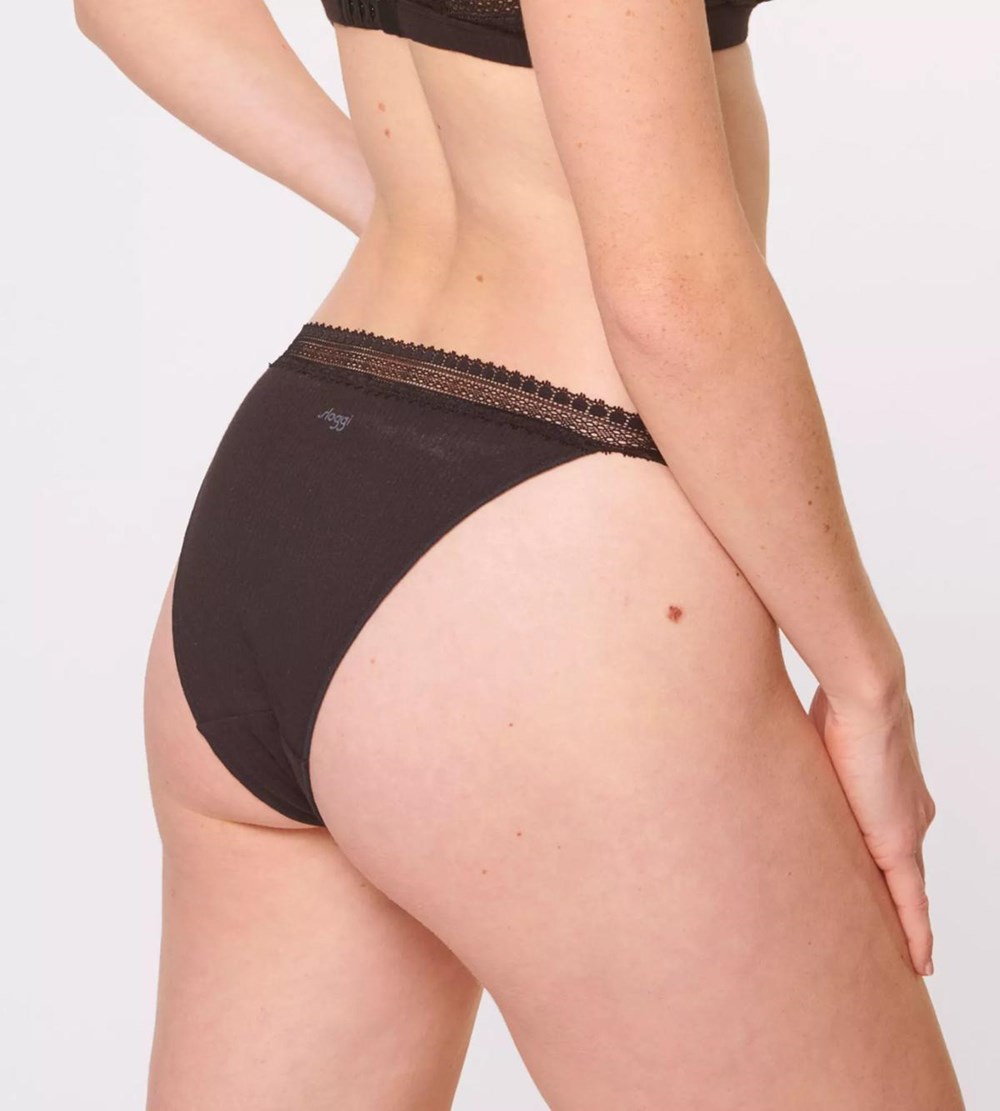 Sloggi Go Żebrowany Brazilian Brief Czarne | 03958-VQMA