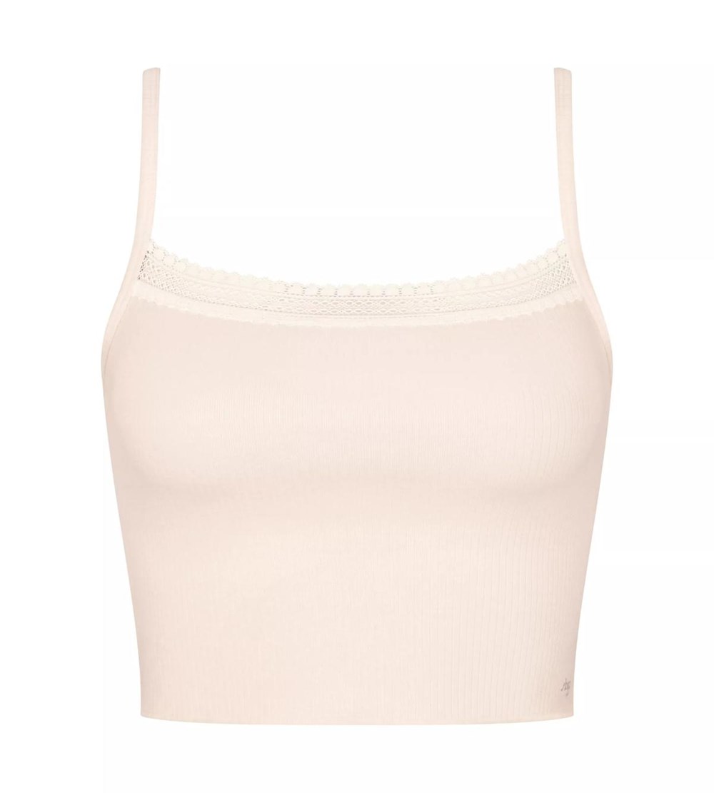 Sloggi Go Żebrowany Top With Spaghetti Straps Angora | 13754-UEXZ