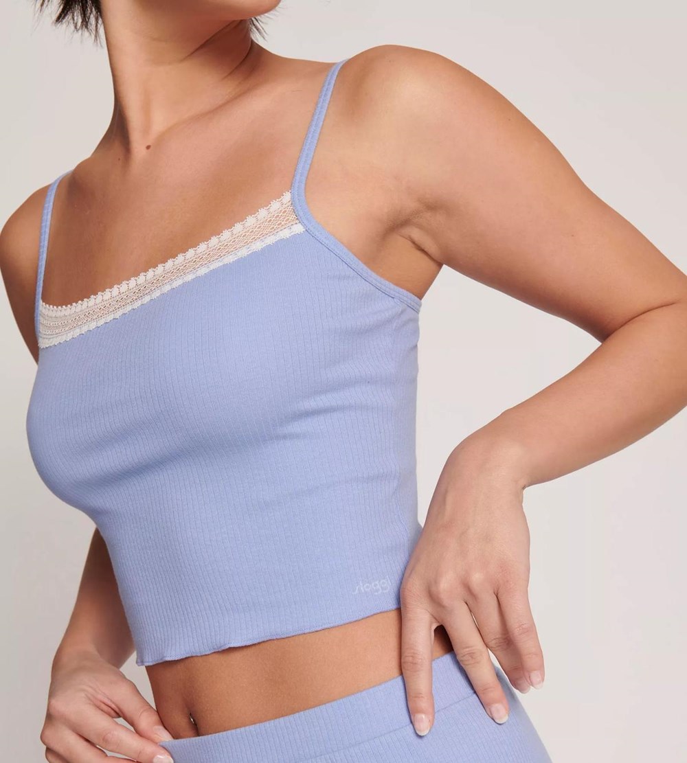 Sloggi Go Żebrowany Top With Spaghetti Straps Riviera | 59130-BWZI