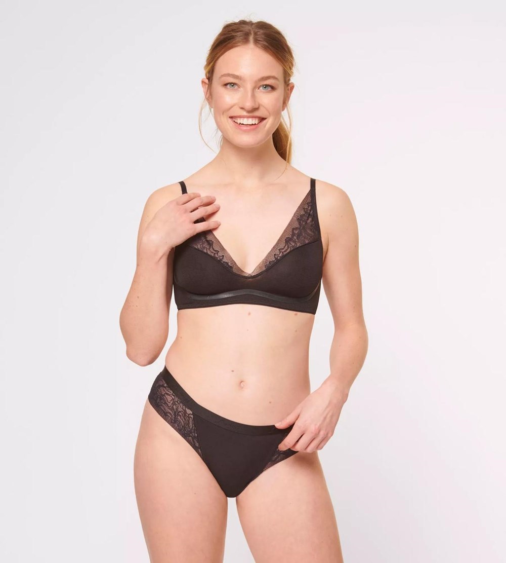 Sloggi S Shadow Watowany Bra Czarne | 43052-VRYO