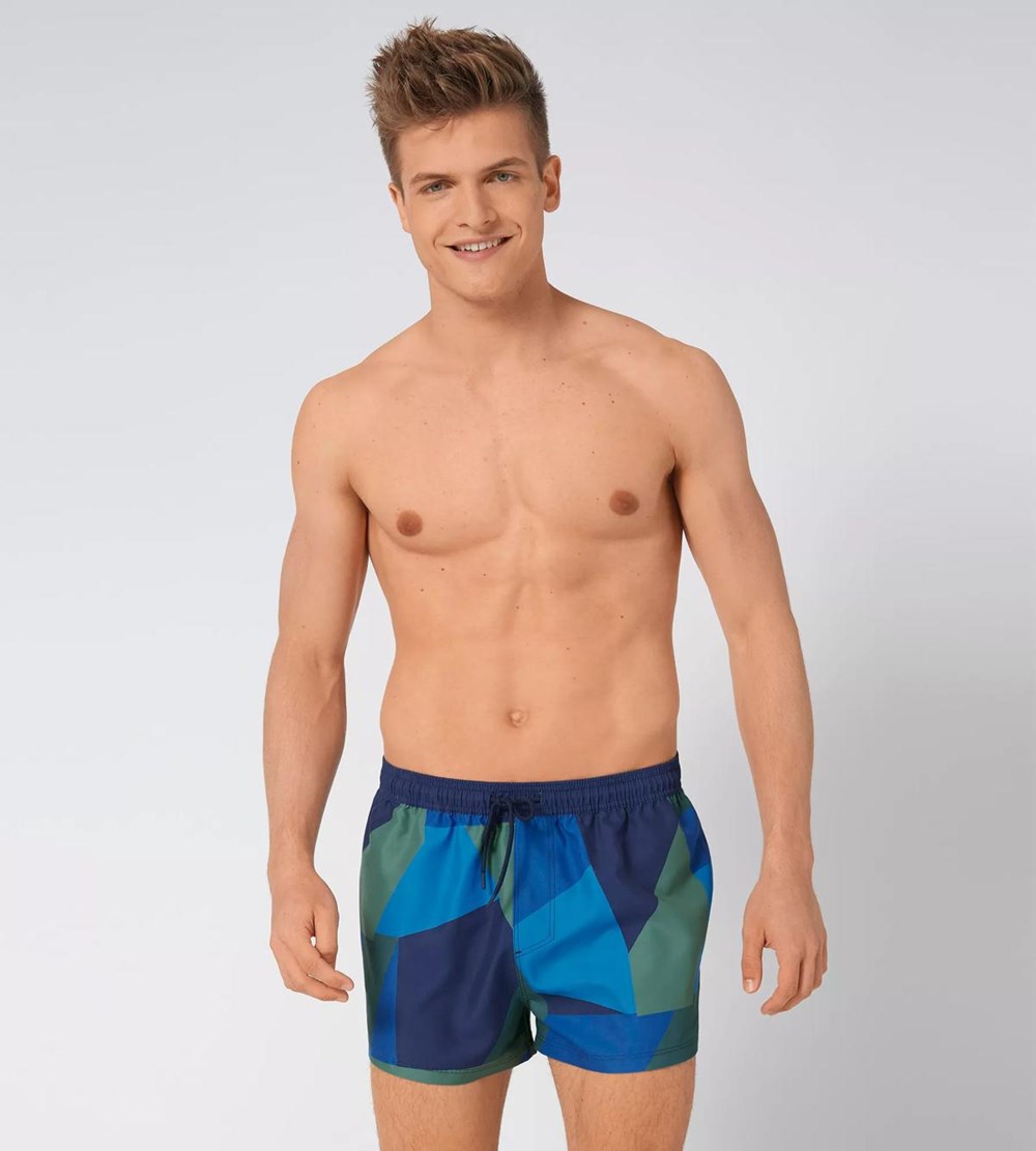 Sloggi Shore Cocos Islands Swimshorts Niebieskie Ciemny | 69723-MDQE