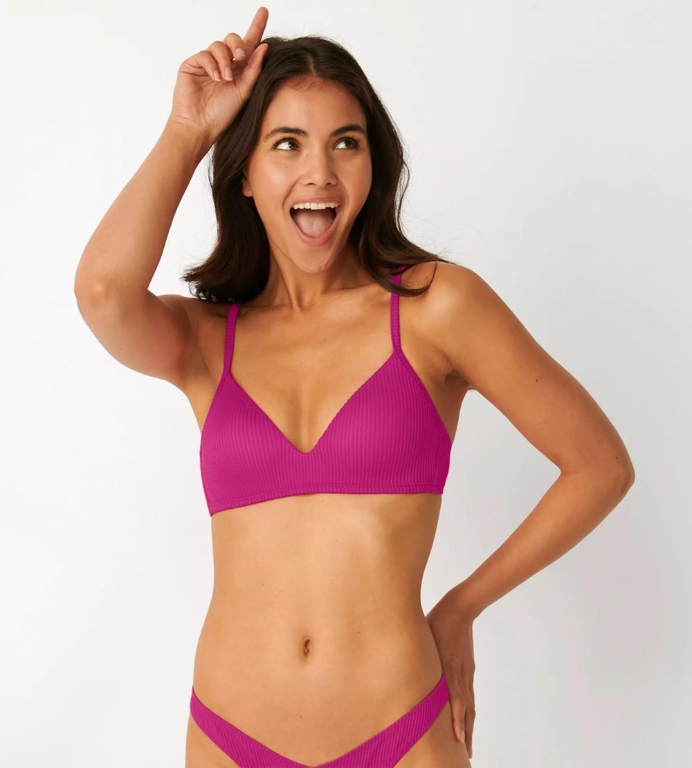 Sloggi Shore Dottyback Bikini Top Watowany Fuksja Kwiaty | 82075-MTEO