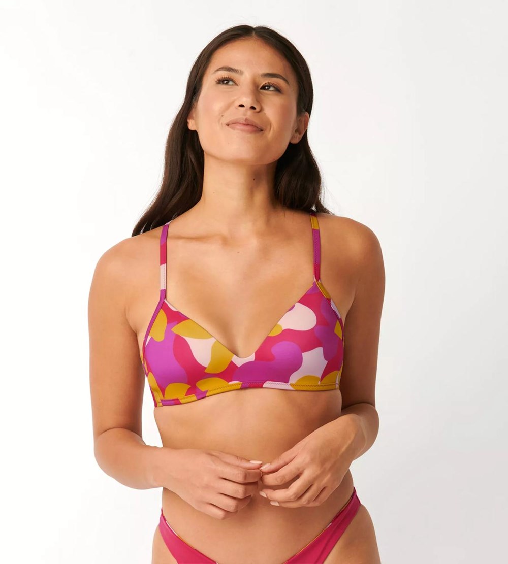 Sloggi Shore Flower Horn Bikini Top Watowany Pink-Dark Combination | 27963-APLF