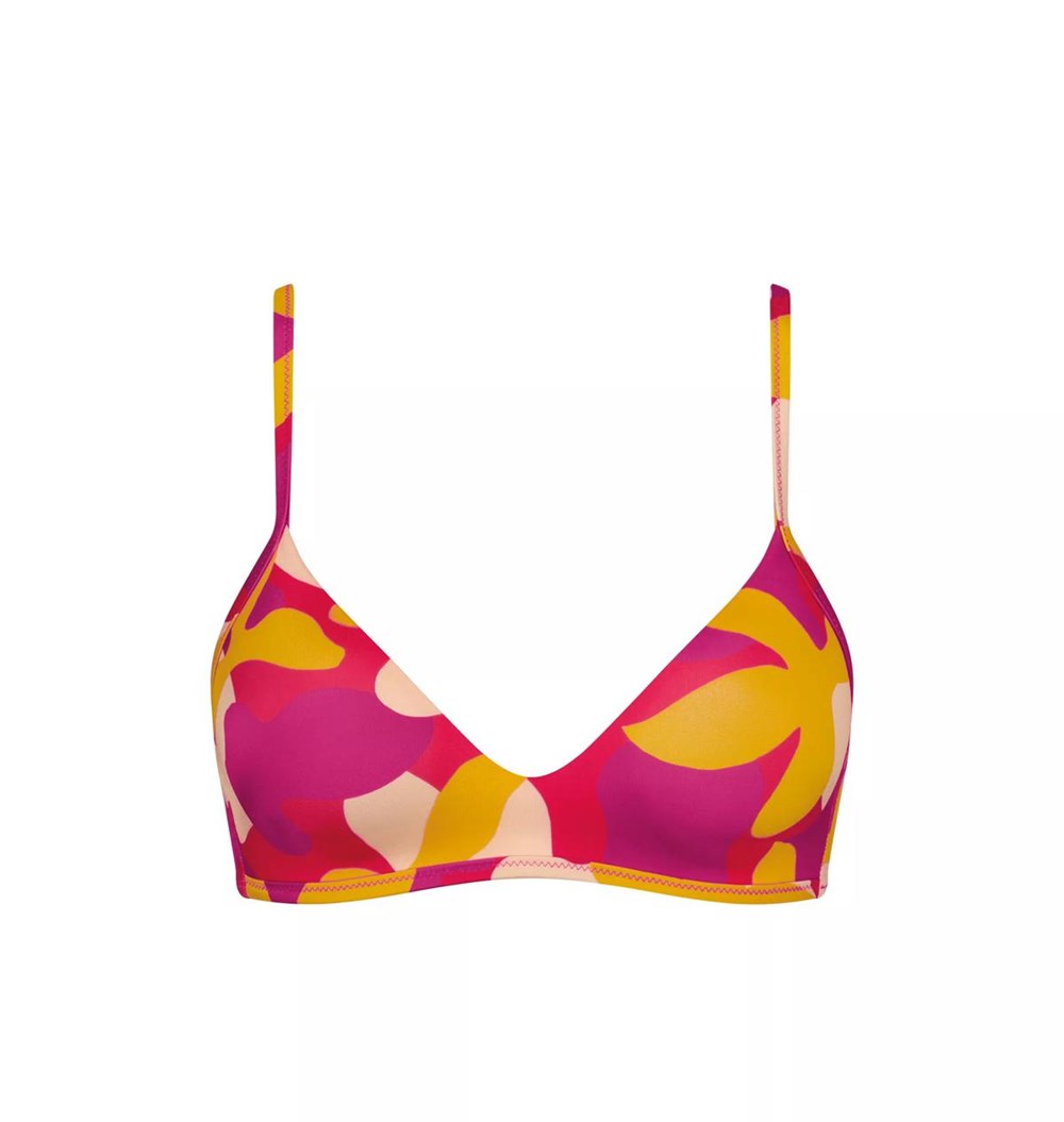 Sloggi Shore Flower Horn Bikini Top Watowany Pink-Dark Combination | 27963-APLF