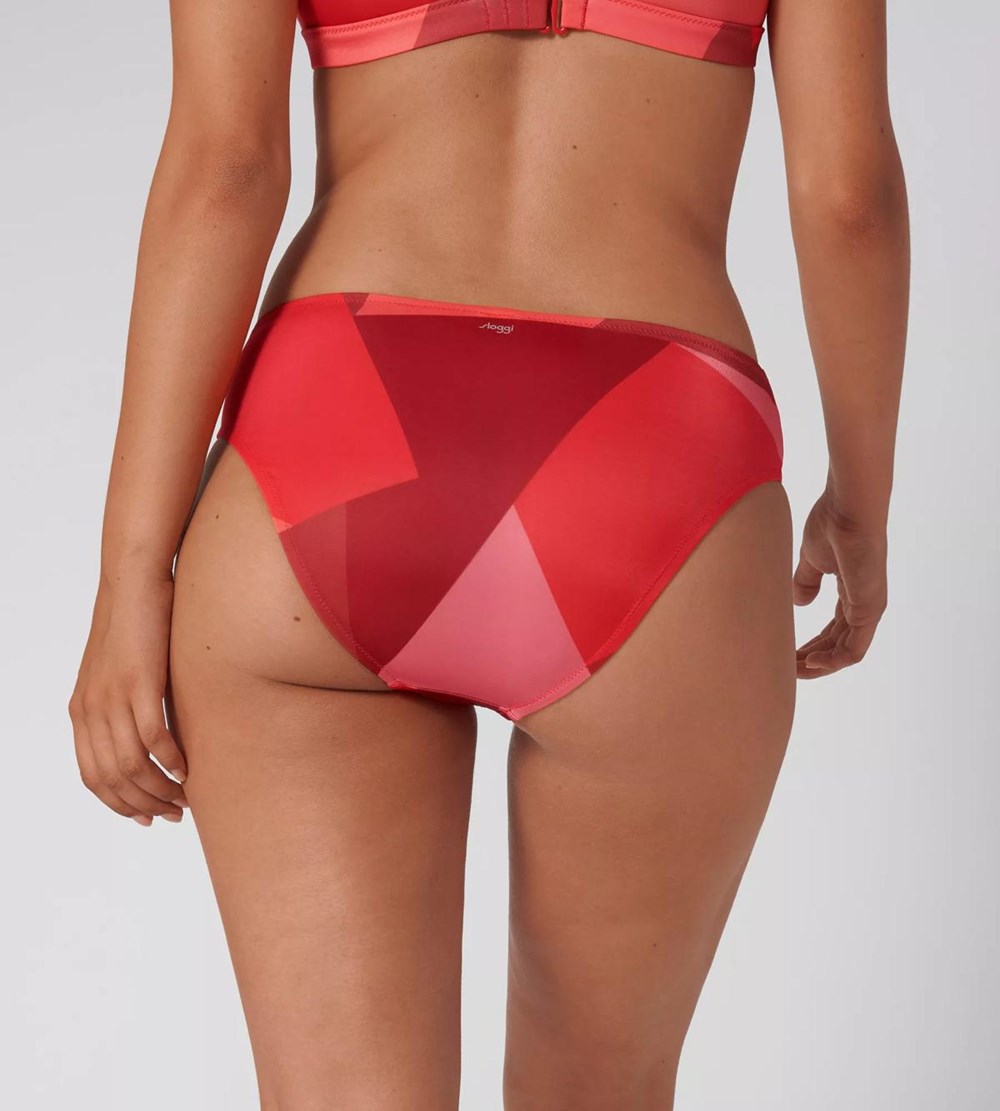 Sloggi Shore Kiritimati Bikini High Leg Czerwone Głęboka | 41628-SHUY