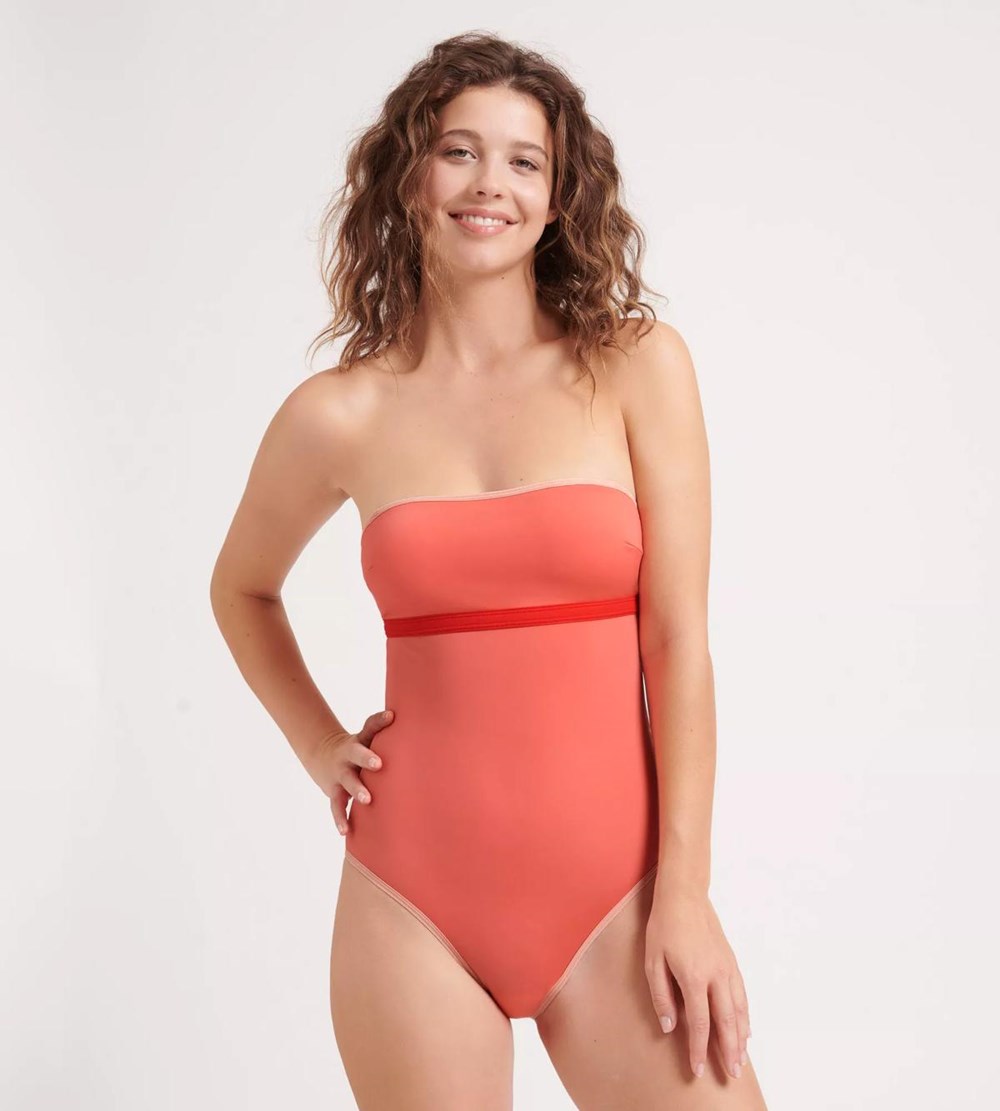 Sloggi Shore Marina Grande Swimsuit With Watowany Cups Koralowe | 95670-NKOW