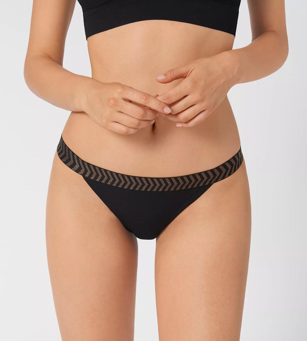 Sloggi Shore Mili Atoll Bikini Tanga Czarne | 29037-XZNK