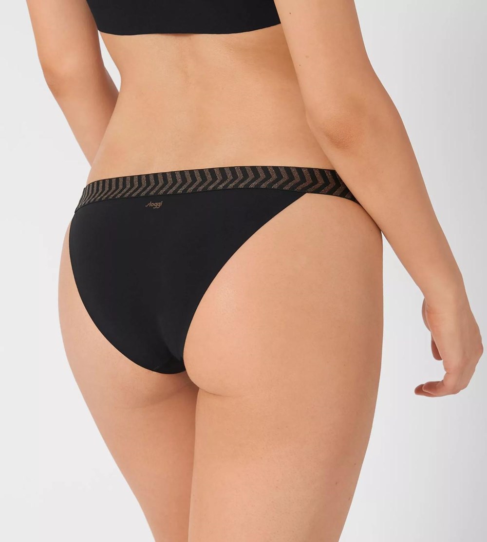 Sloggi Shore Mili Atoll Bikini Tanga Czarne | 29037-XZNK