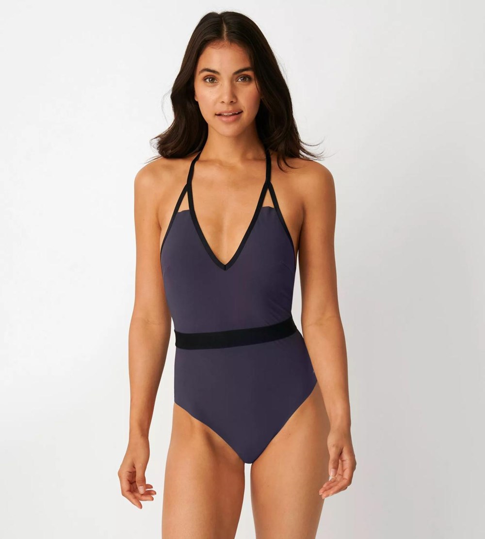 Sloggi Shore Tropical Gar Swimsuit With Watowany Cups Ink Gray | 58214-TDBI