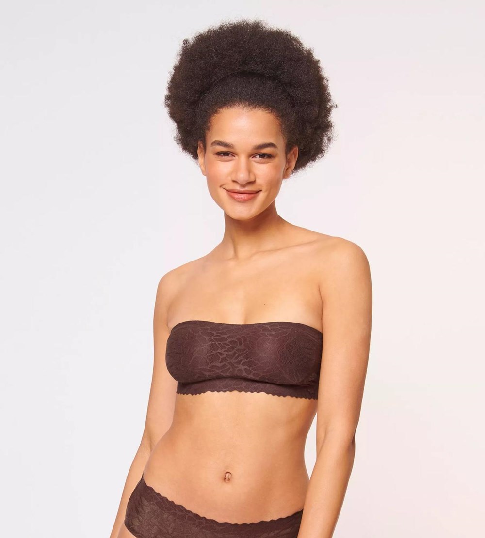 Sloggi Zero Feel Koronkowe Bandeau Brązowe | 53492-OSWL