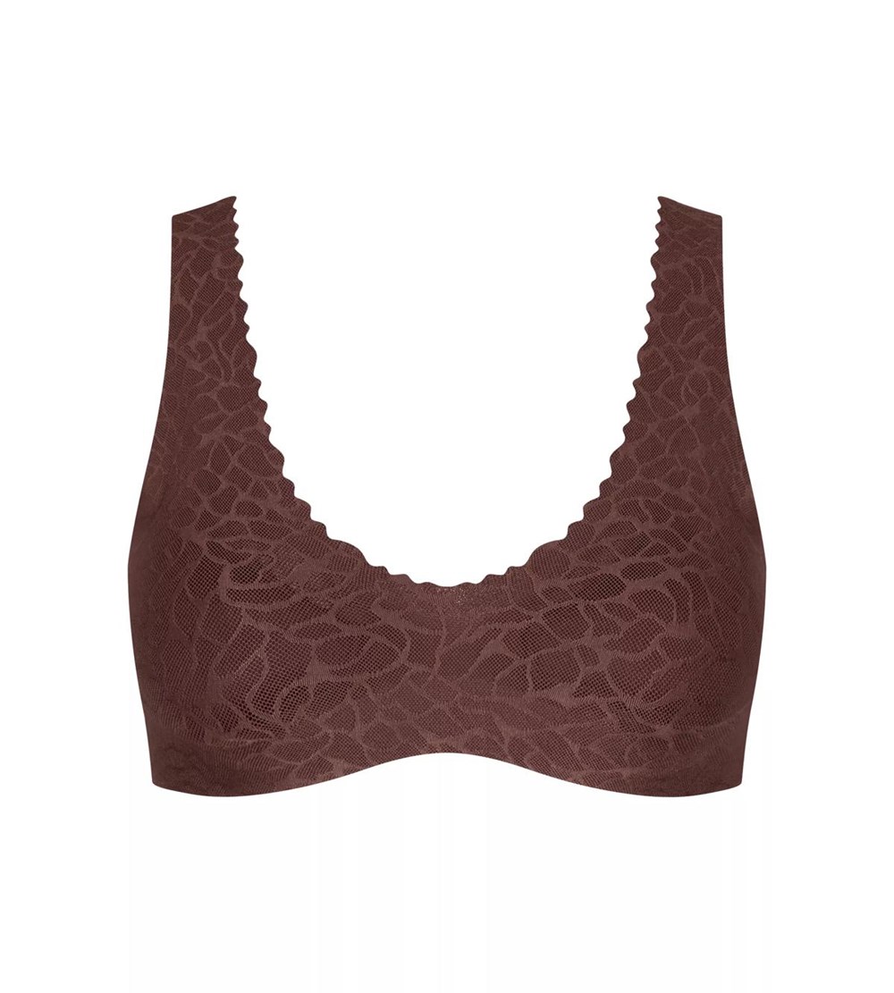 Sloggi Zero Feel Koronkowe Bralette Brązowe | 12056-FMKR