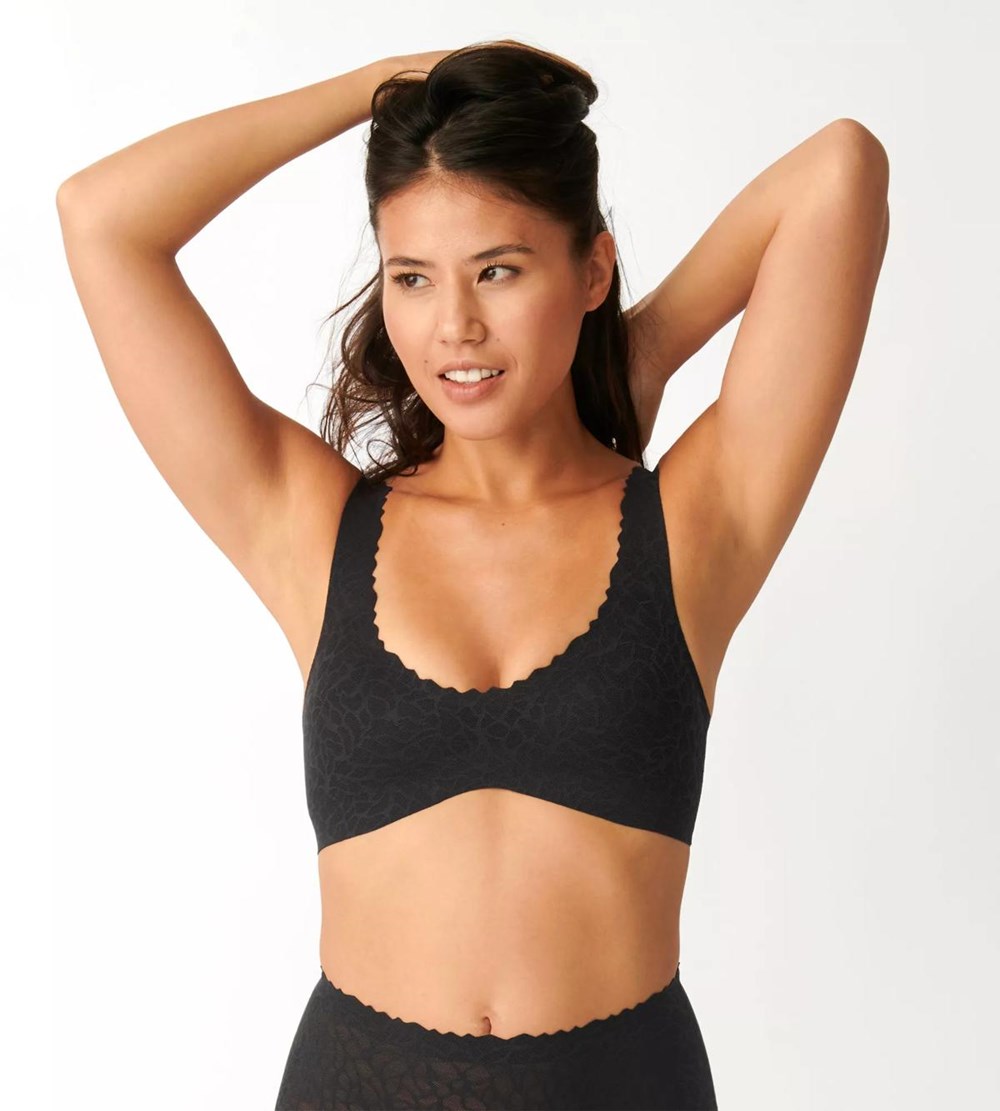 Sloggi Zero Feel Koronkowe Bralette Czarne | 48315-NVAU