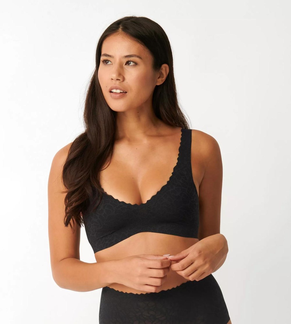 Sloggi Zero Feel Koronkowe Bralette Czarne | 48315-NVAU