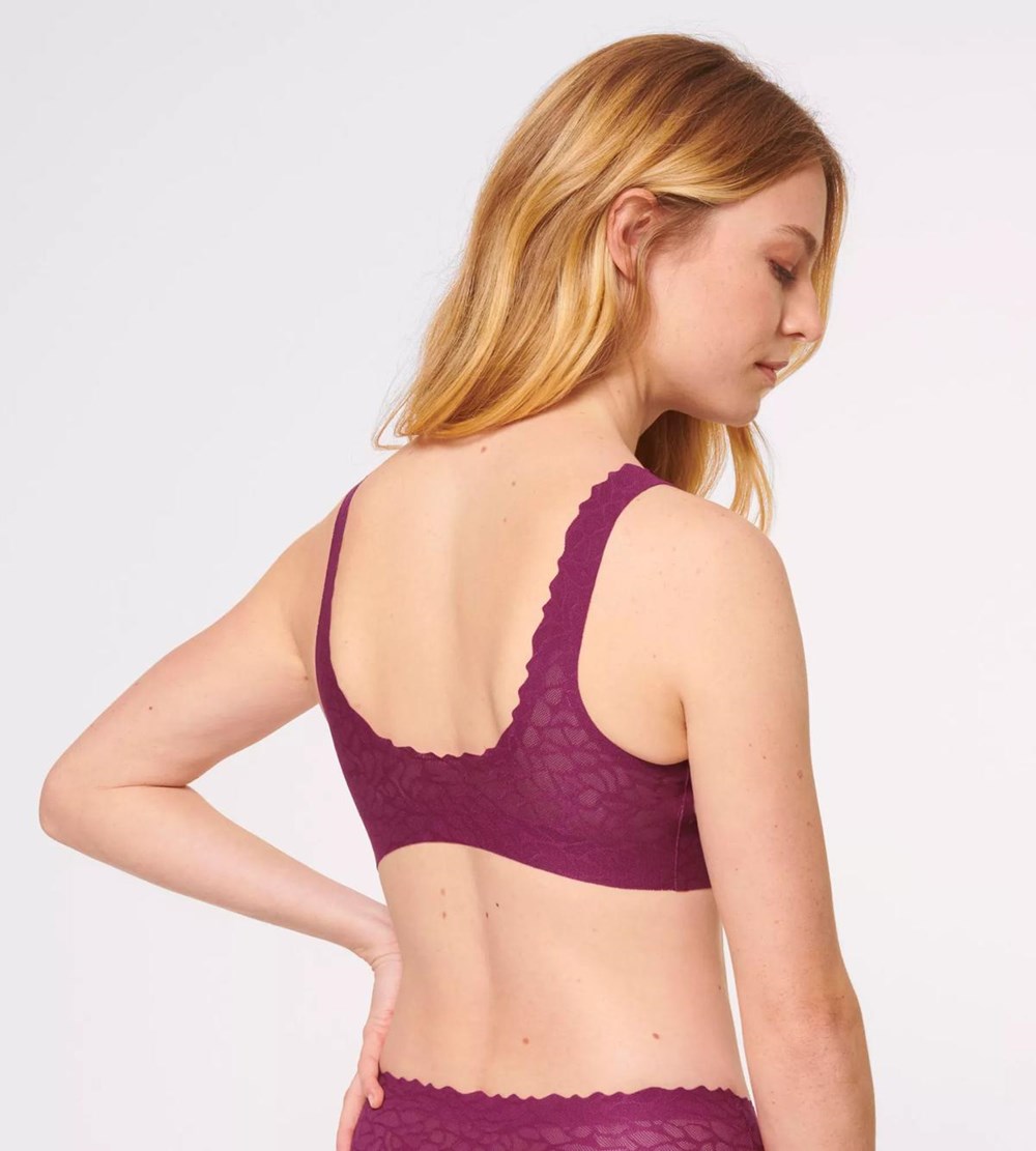 Sloggi Zero Feel Koronkowe Bralette Wine | 39614-ZFLS