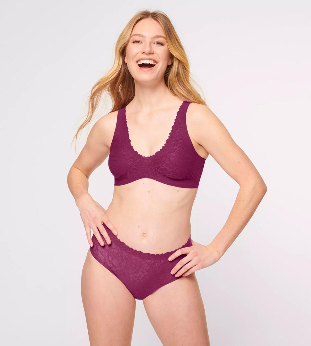 Sloggi Zero Feel Koronkowe Bralette Wine | 39614-ZFLS