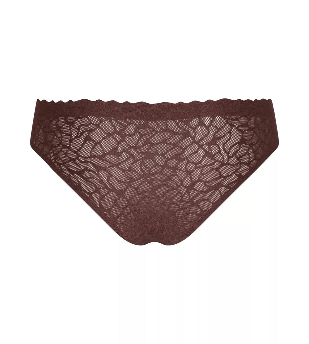 Sloggi Zero Feel Koronkowe Brazil Panty Brązowe | 29681-PTCQ