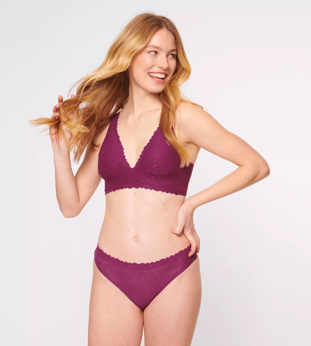 Sloggi Zero Feel Koronkowe Brazil Panty Wine | 48673-IPZQ