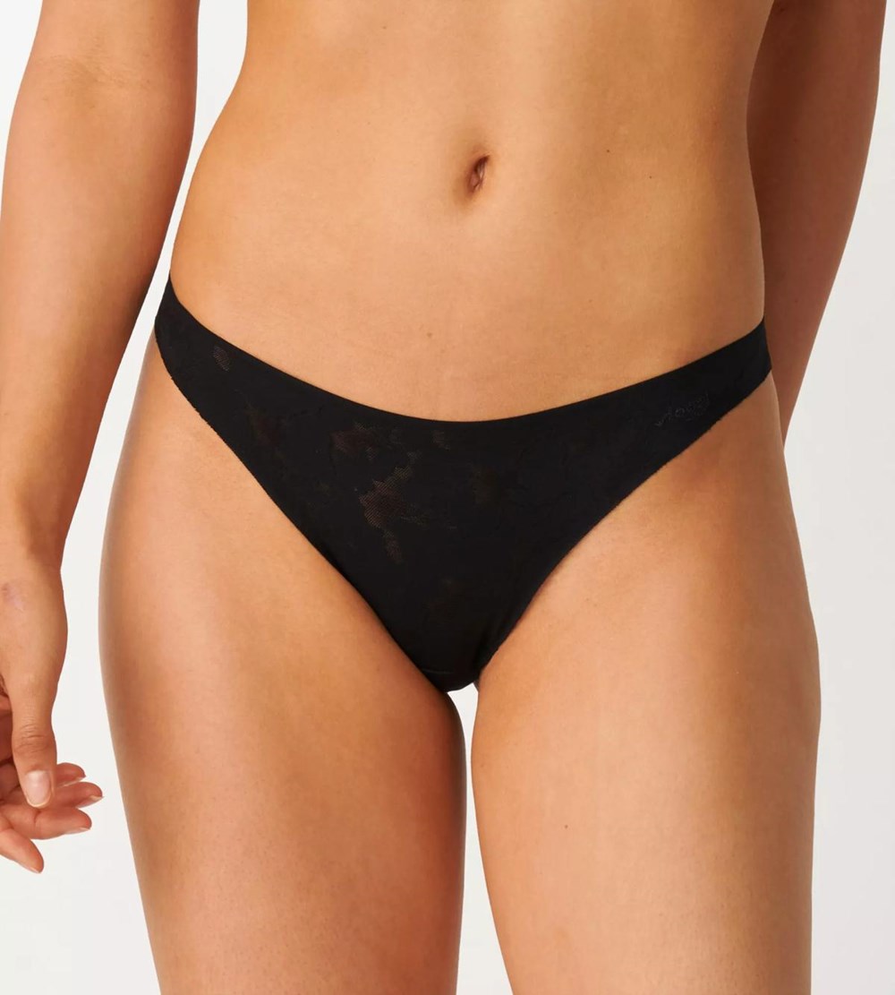 Sloggi Zero Koronkowe Brazilian Brief Czarne | 14306-YRTA