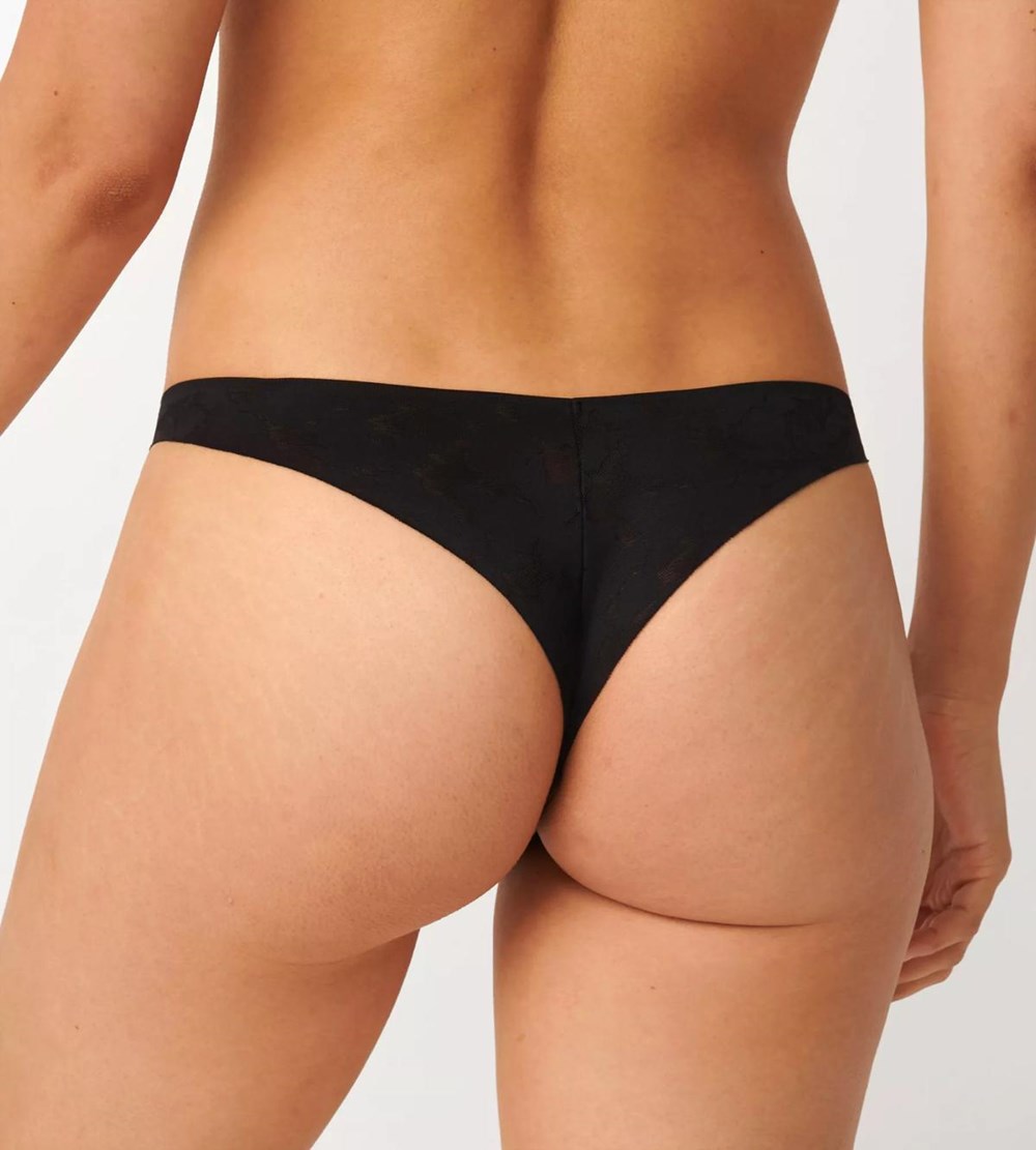 Sloggi Zero Koronkowe Brazilian Brief Czarne | 14306-YRTA