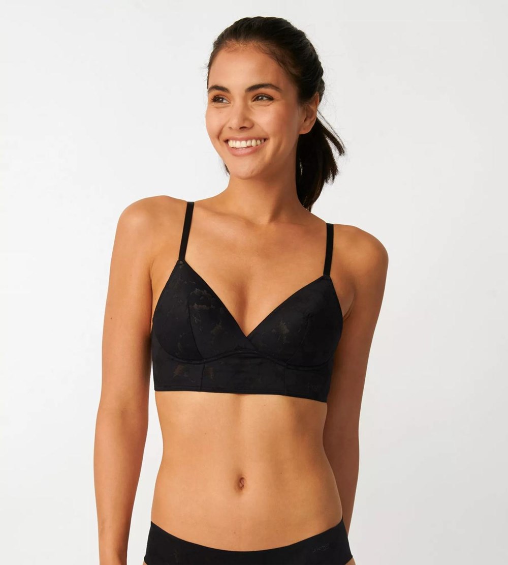 Sloggi Zero Koronkowe Non-wired Bra Czarne | 82975-TUPG